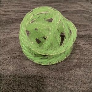 Twisted Knot Rope 5” Green Hand Blown Glass Art
